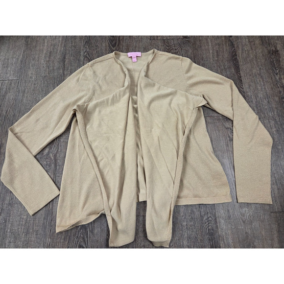 Lilly Pulitzer Metallic Sparkly Gold Cardigan Sweater Size Medium - Picture 1 of 5